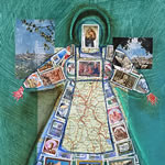 collage with postage stamps