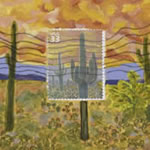 collage with postage stamps