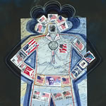 collage with postage stamps