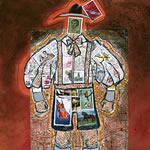 collage with postage stamps
