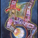 collage with postage stamps