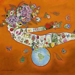 collage with postage stamps