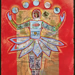 collage with postage stamps