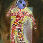 collage with postage stamps
