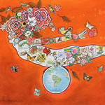 collage with postage stamps