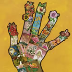 collage with postage stamps