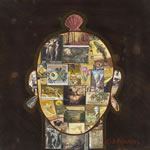collage with postage stamps
