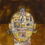 collage with postage stamps
