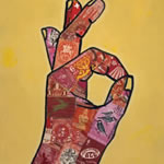 collage with postage stamps