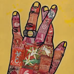 collage with postage stamps